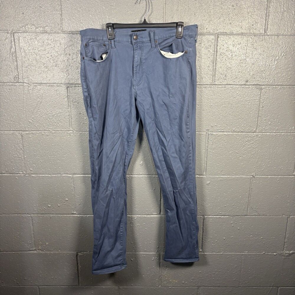 Lucky Brand Jeans Mens 36x32 Blue Dark Wash 121 Slim Straight Stretch Denim
